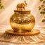 Gold Crackle Glass Decorative Jar with Wood Lid