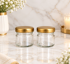Elegant Gold-Lid Glass Storage Jar -30 ml