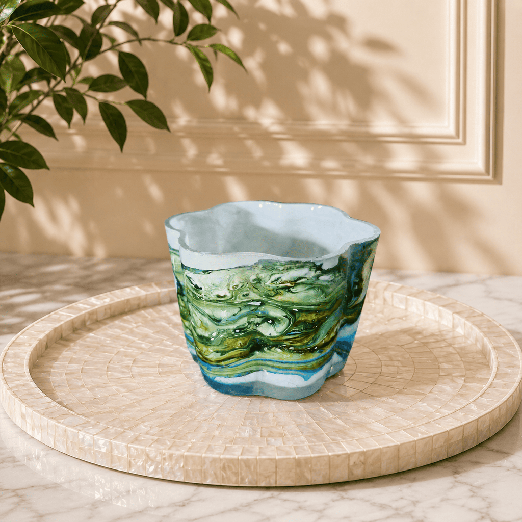 Multicoloured Marble Finish Small Candle holder