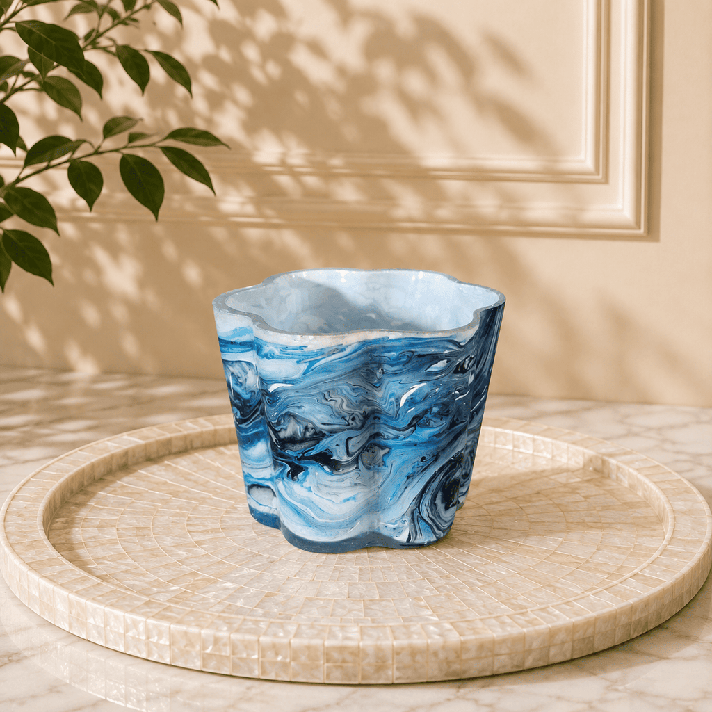 Multicoloured Marble Finish Small Candle holder