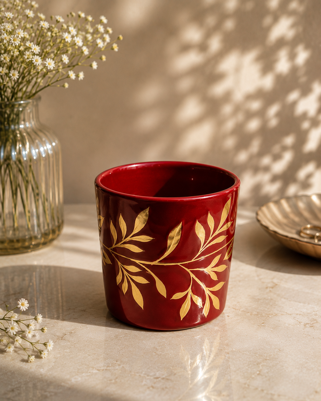 Red Hand-Painted Votive Candle Main image