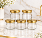 Elegant Gold-Lid Glass Storage Jar -30 ml