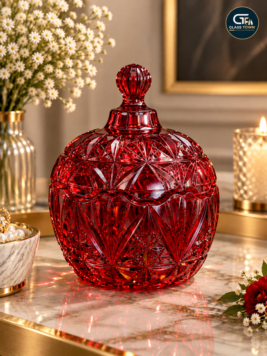 Royal Crystal Cut Glass Candy Jar 250ML