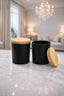 Mate Black Finish deorative Glass with Wood Lid